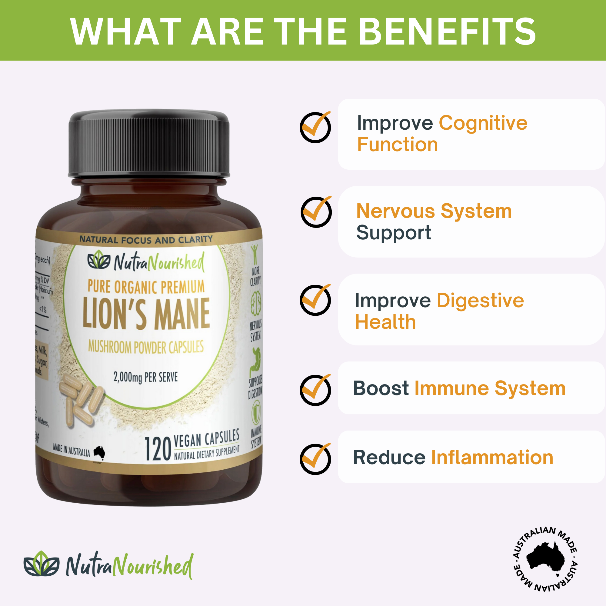 Lion's Mane Mushroom Hericium erinaceus (2,000mg) 120 Vegan Capsules-1